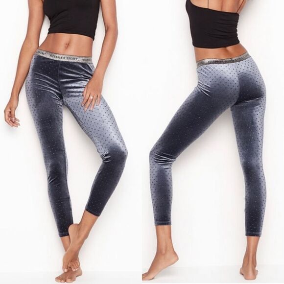 VICTORIA'S Secret The Velvet Skinny Glitter Polka-dot Mid Rise Skinny Leggings - Picture 1 of 9